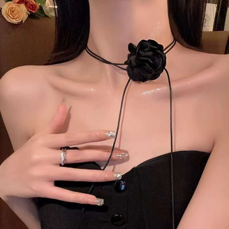 Fabric Mesh Flower Ribbon Internet Celebrity Style Girly Heart Choker Fashion Sweet High-end Sense Necklace