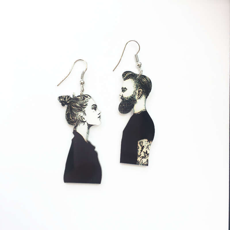 Creative Fun Hooks This Killer Is Not So Cold Earrings Cute Cartoon Asymmetric Acrylic Ear Clips