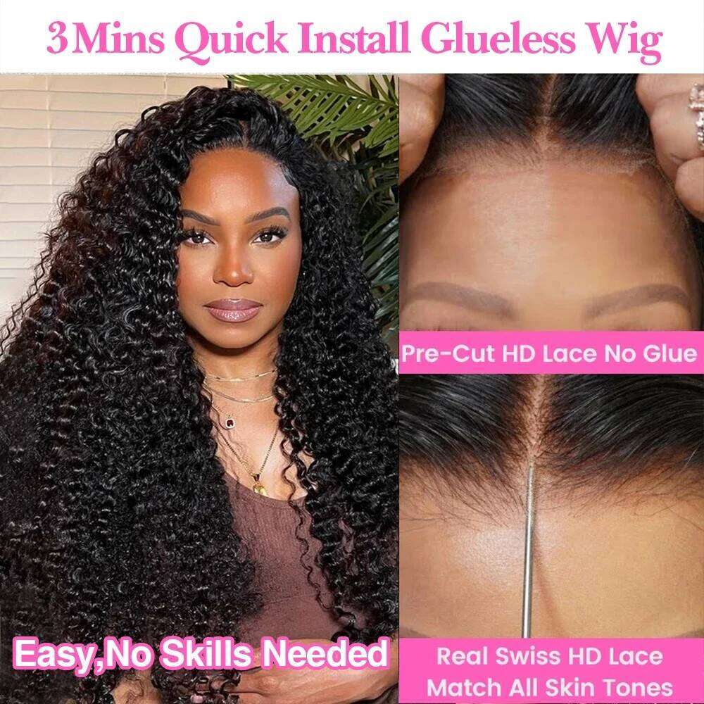 Kinky 13X6 Frontal 4C Curly 13X4 Front Human Hair Wigs Glueless 6X4 HD Lace Closure Wig