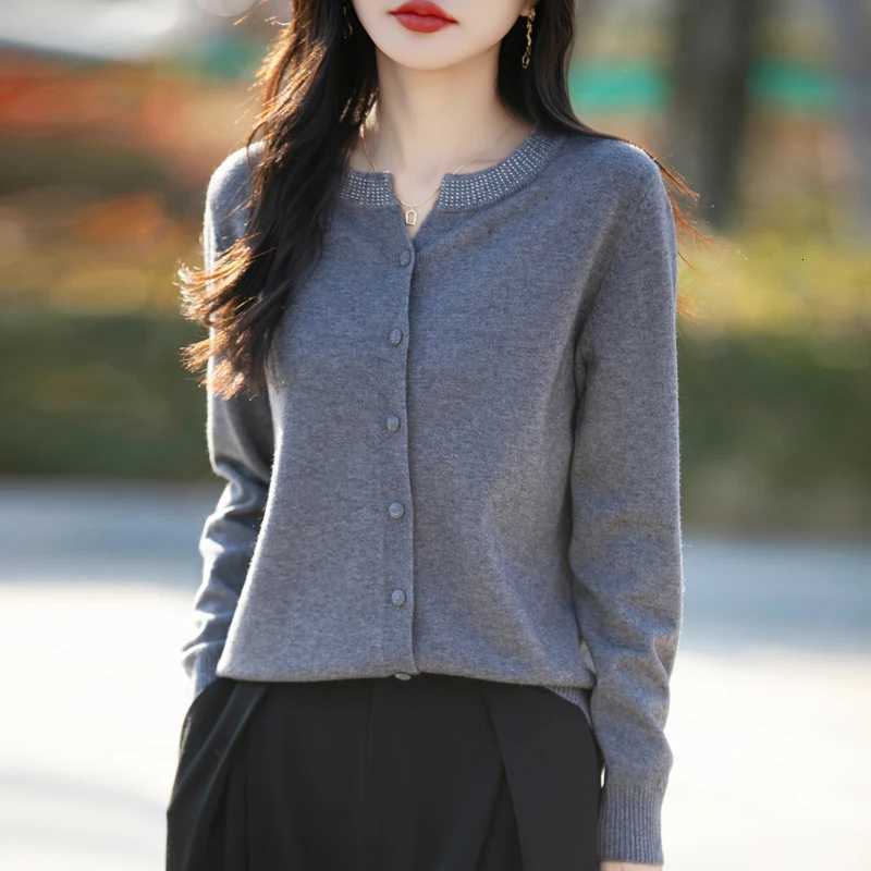 2025 Autumn and Winter Cashmere Cardigan Sweater for Women O-Neck XJ250819