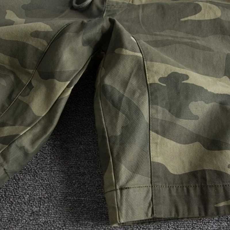 2025 Summer New Washed and Aged Pure Cotton Personalized Camouflage Elastic Waist Drawstring Summer Mens Shorts Casual Shorts W250819