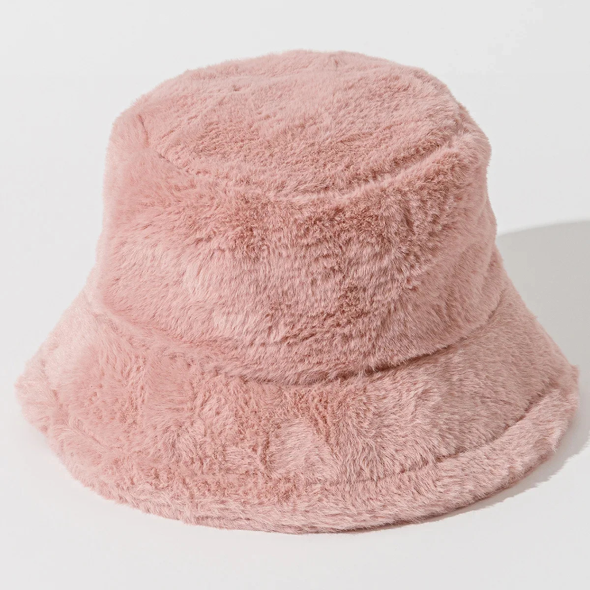 Cute Furry Solid Color Fisherman Bucket Hat Winter Travel Cold Proof Warm Simple Fashion Versatile Bucket Hat 250819