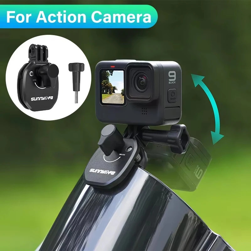 Motorcycle Windshield Mount Clamp Aluminum Clip For GoPro 13 12 Insta360 X5 Ace For DJI Osmo 360/Action 5 Pocket 3 Accessories 250813