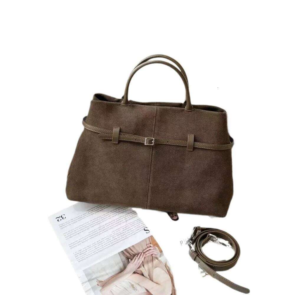 New Stylish Elegant Large Capacity Travel Tote Maroon Genuine Suede Leather Women s Handbag Business Office Lady Shoulder Bag bag