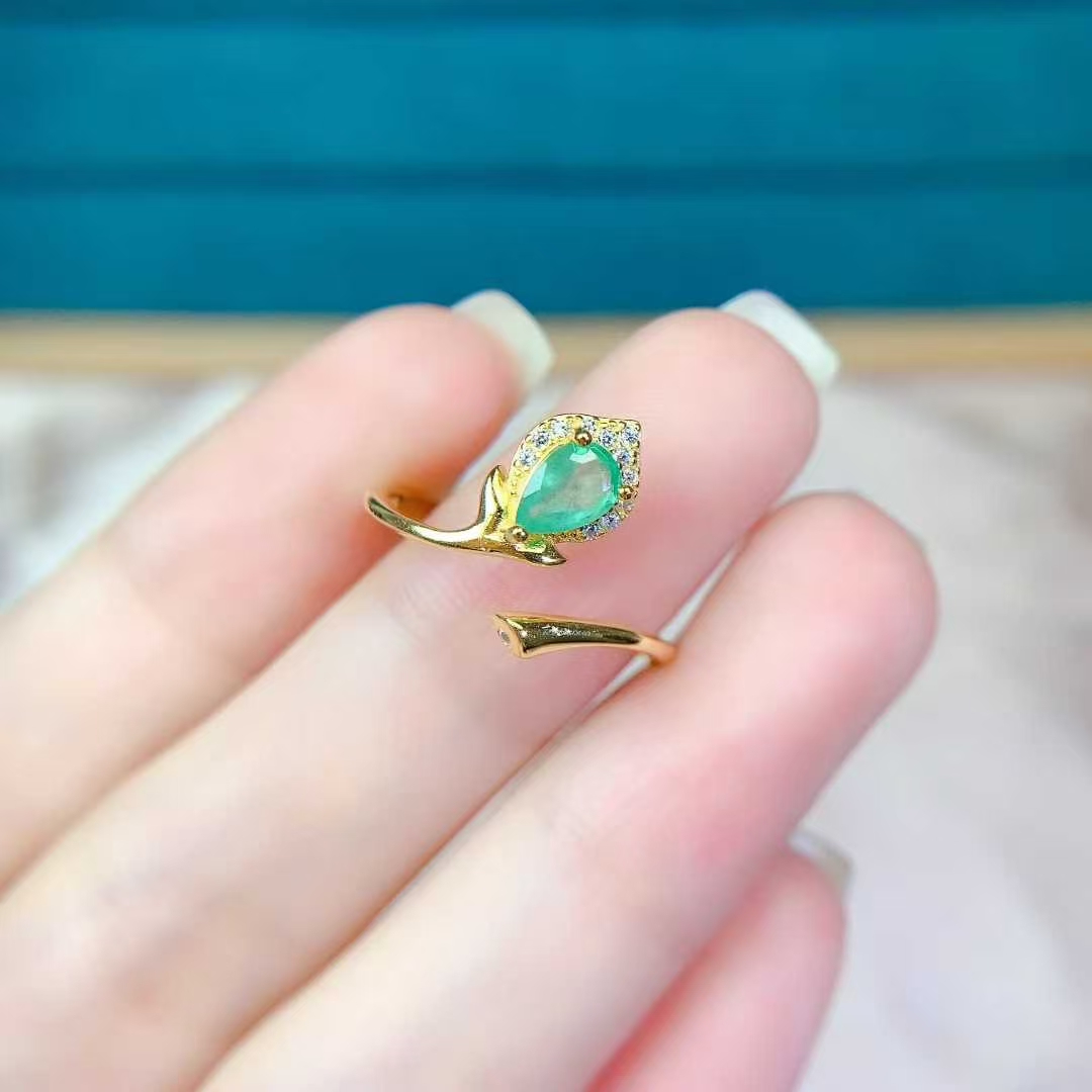 Real sterling silver ring natural colombia emerald ring with certificate 4mm*6mm 0.3ct genuine emerald 925 silver jewelry