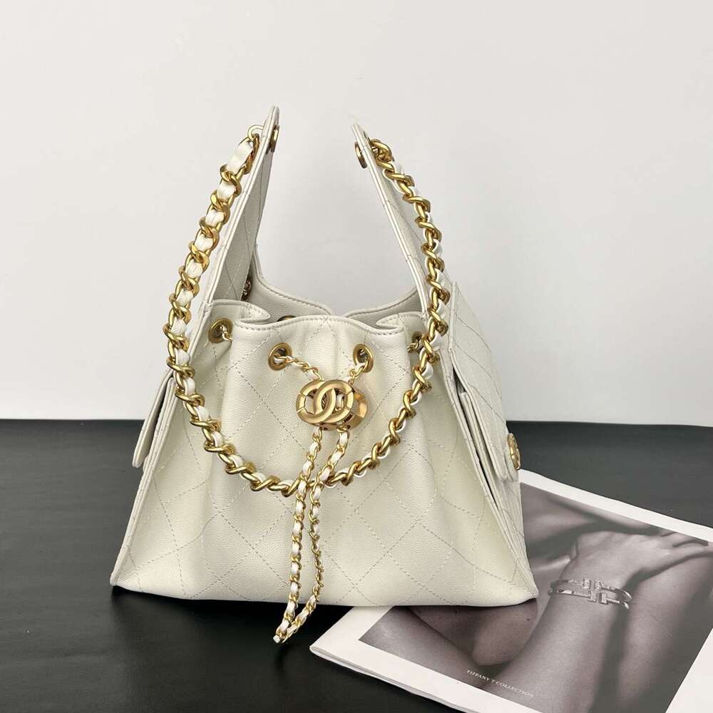 Style Washed Denim Hippie Underarm Fashion Caviar Wanderer Chain Drawstring Crossbody Bag