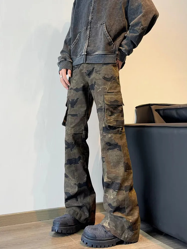 Cyber Y2K Streetwear Camouflage Slim Flare Jeans Pants For Men ner Clothes Harajuku Hip Hop Cotton Women Long Trousers Z260313