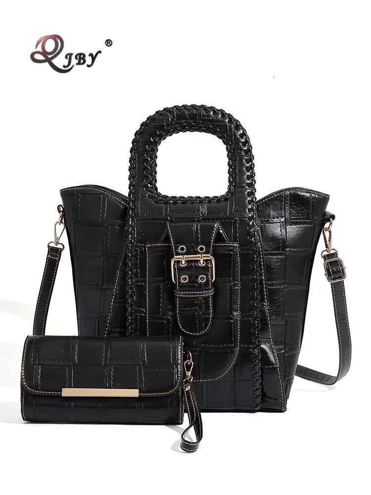 QJBY Women's Fashion Tote Bags 2024 New In Handbag Designer Brand High-End Leather Large Capacity Multi-Layer Send Wallet