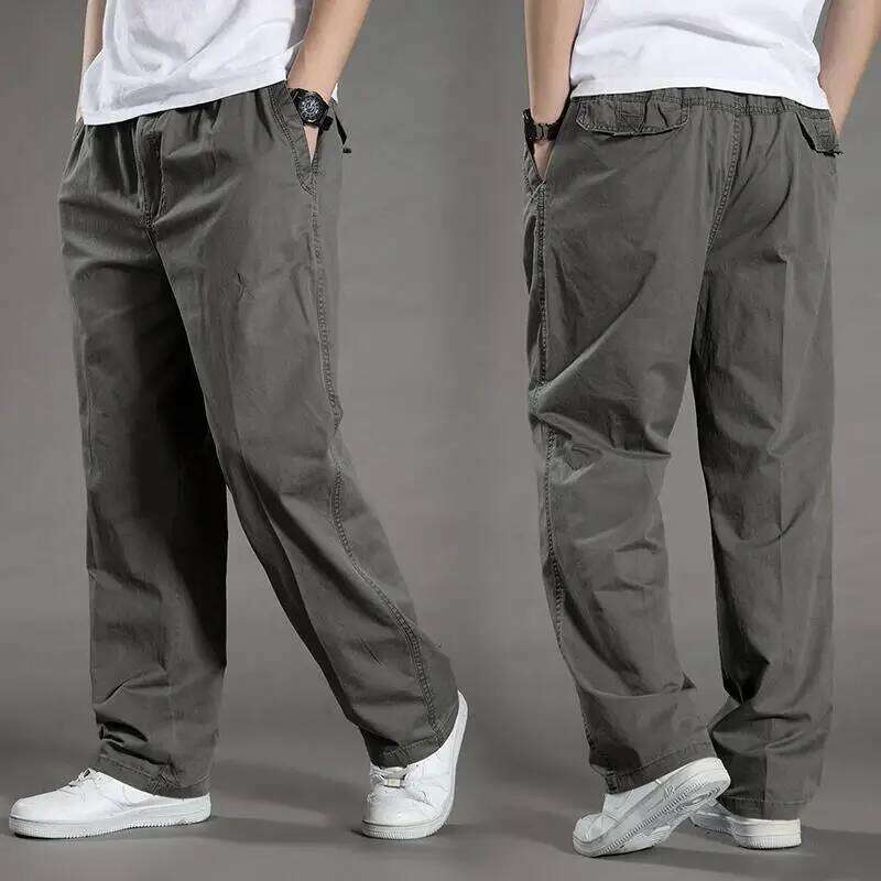 Summer thin cotton casual men loose straight leg 2024 new trend all matching men's long pants