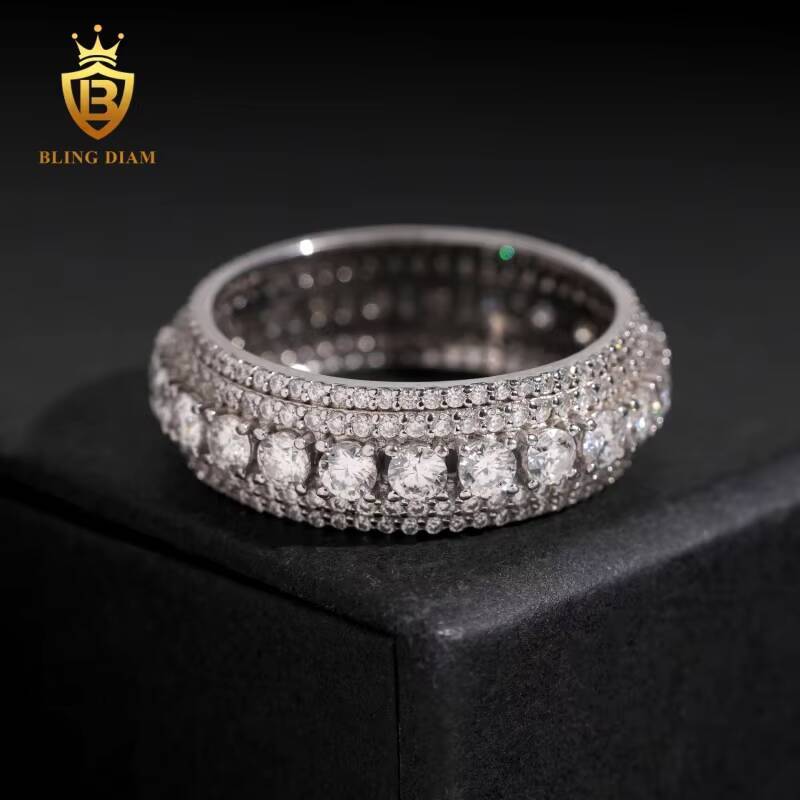 Fashion Hip Hop Jewelry 925 Sterling Silver Vvs Moissanite Pass Diamond Tester Vintage Wedding Rings for Men and Woman