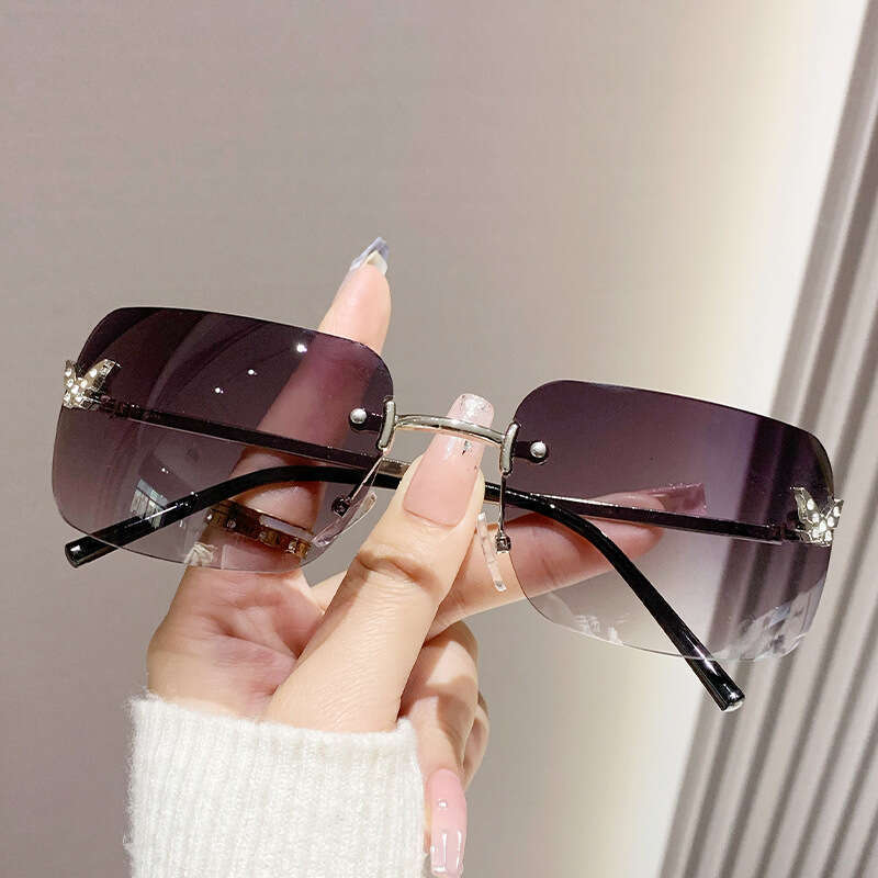 2025 New Frameless Sun Protection Glasses High-end Butterfly Diamond-studded Sunglasses Designer for Women