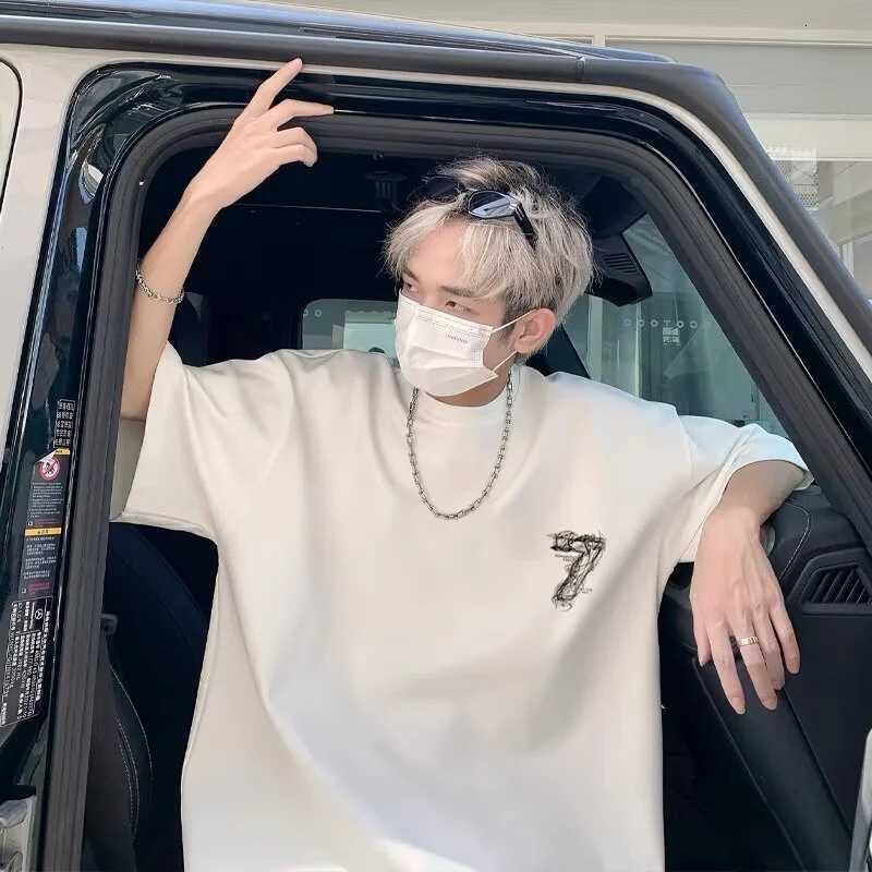 2025 Summer Goth Seven Printed Short Sleeve Tshirt Mens Hip Hop Fashion Cotton Oversized T-shirts High Street Y2K Tee Tops Y250819