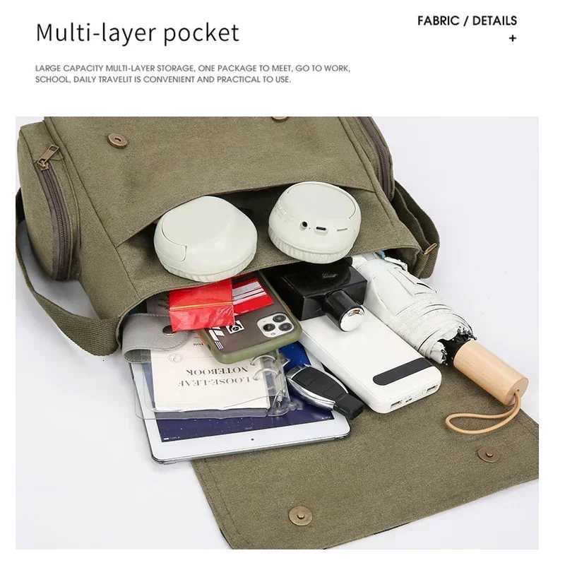 cute cartoon womens canvas crossbody bag large capacity handbag womens shoulder bag Y250819