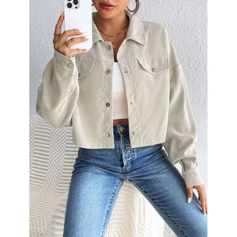 Women's Clothing Polo Collar Button Casual Jacket For Women