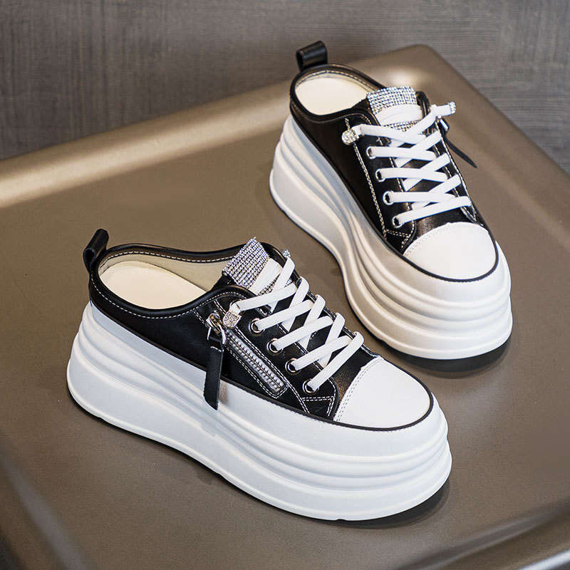 2025 Casual Hollow Out Rocking Platform Shoes Internet Celebrity Spring Fashion Half-Slip Height Increasing Summer High Heels