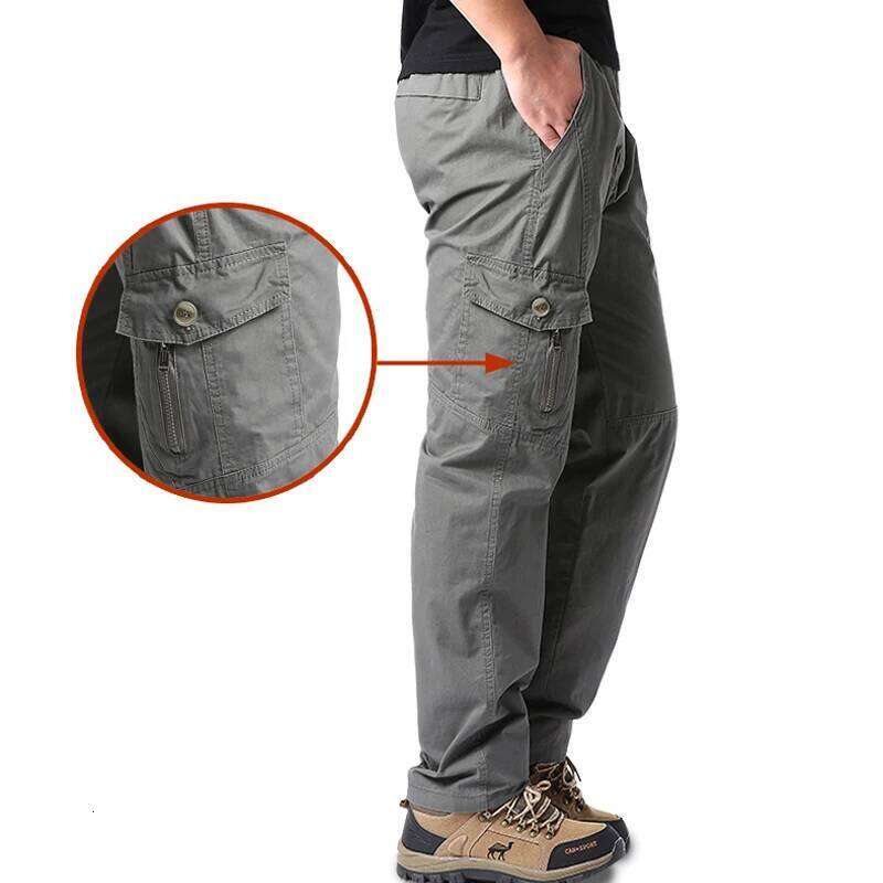 Plus Size Men's Cargo Casual Loose Multi Pocket High Quality Cotton Long Trousers Mens Jogger Pants 5XL 6XL