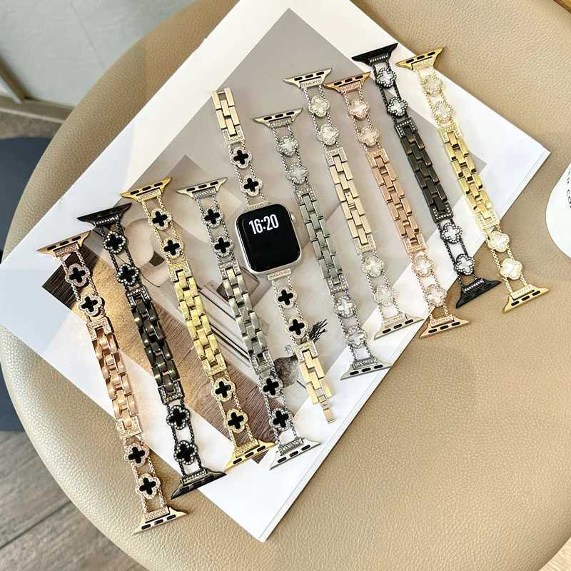 Metal Strap for Watch Band tra 2 49mm 46mm 45/44/ 42/41/40/38mm Diamond Four-leaf Bracelet For iWatch 10 9 8 7 SE Y250820