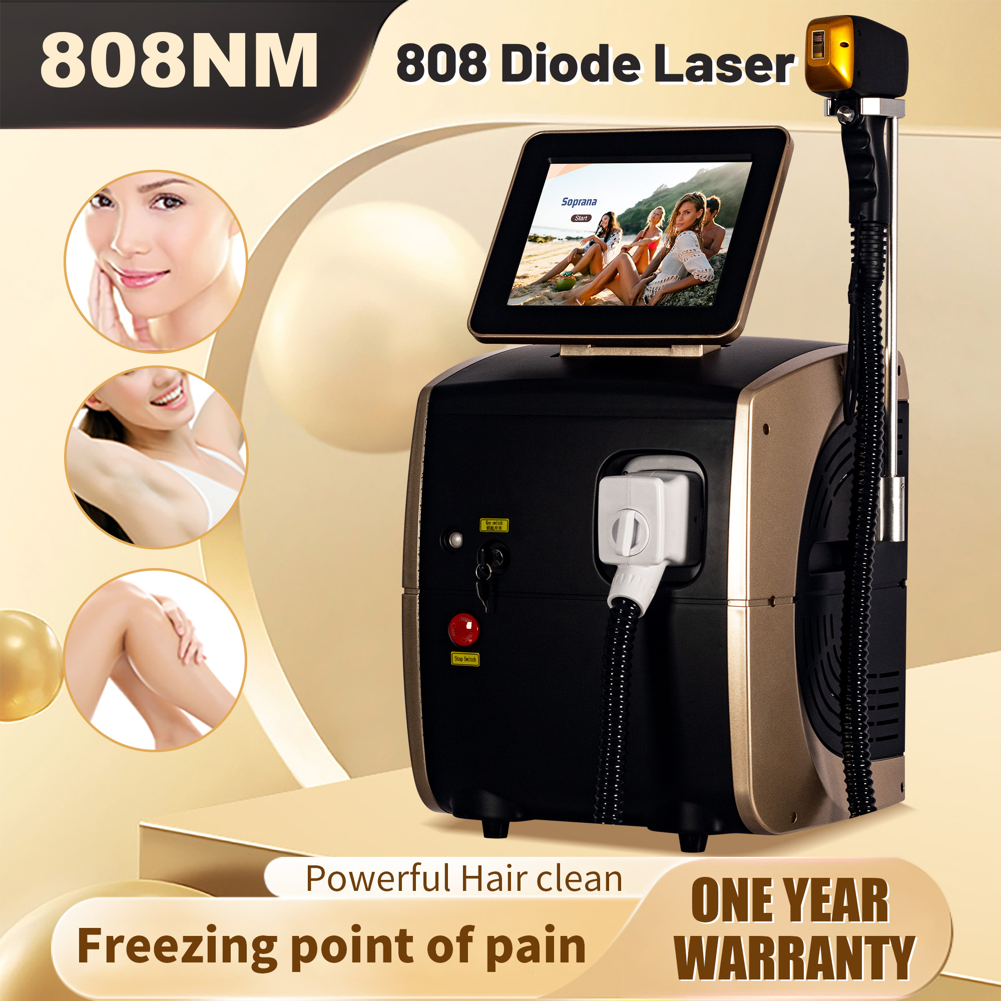 Hot 3000W Face 755/808/1064nm Diode Laser Hair Removal Machine Alexandrit Permanent Painless Physical Underarm Body Care Depilation Equipment CE/ROHS