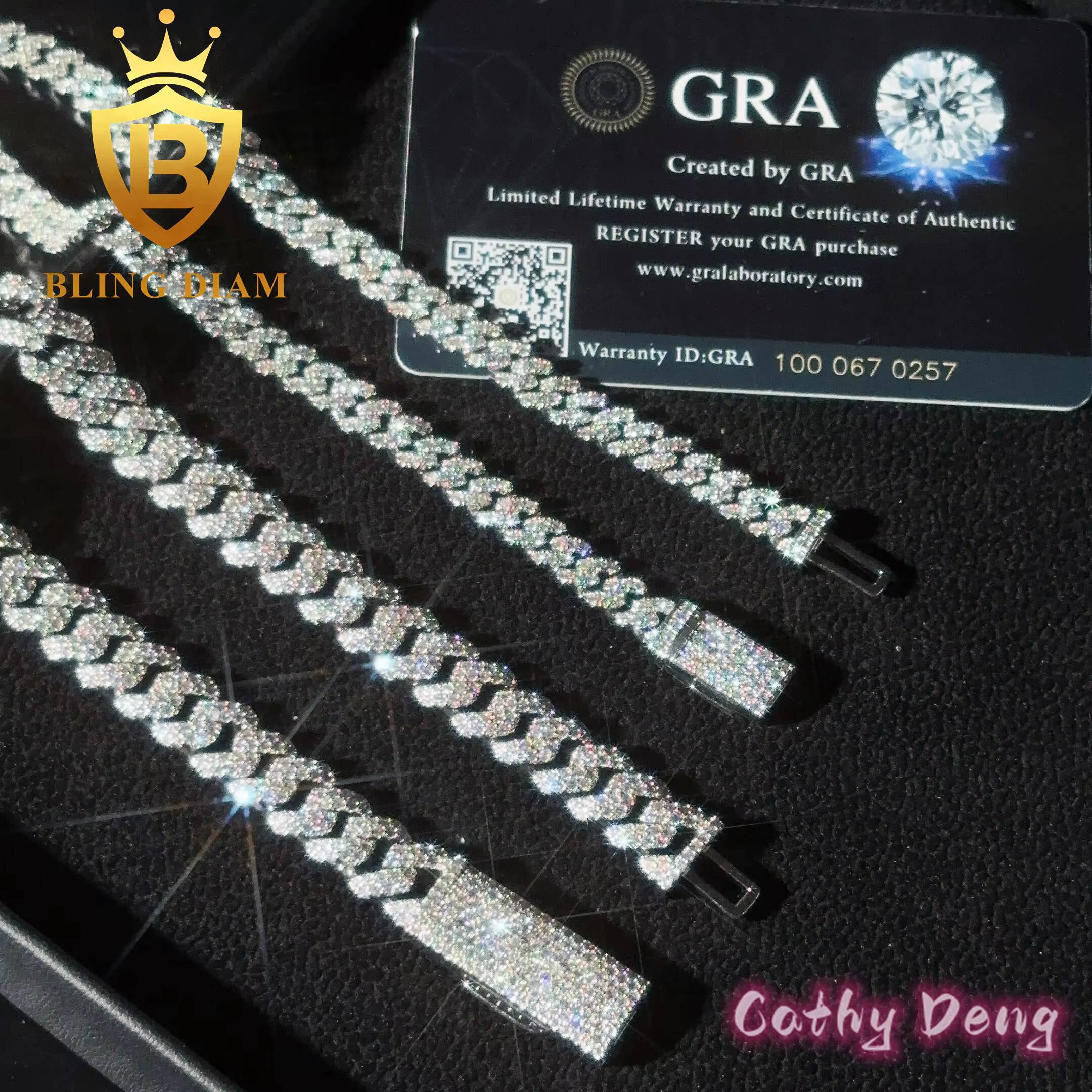 925 Sterling Silver 6mm 8mm 10mm Cuban Link Chain Hip Hop Chain Moissanite Diamond Cuban Link Necklace