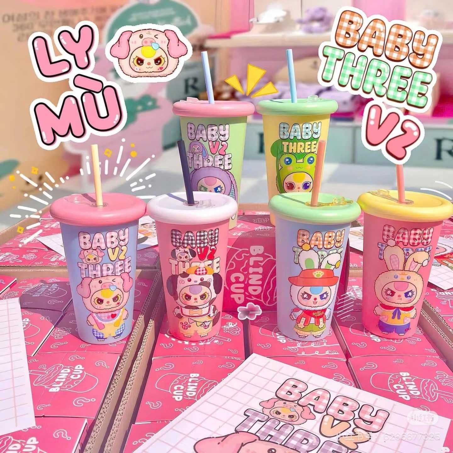 Surprise toy macaron blind box cup decoration gift doll three-year-old blind box plastic cup straw cup stainless steel insulated and heat-retaining cu