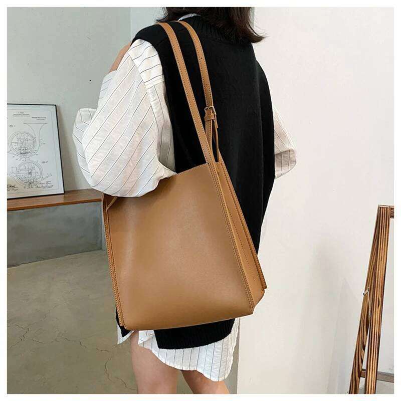 Quality Tote Shoulder Leather Handbag Designer Totes Large Capacity Solid Color Shopper Bag Women Bolsos