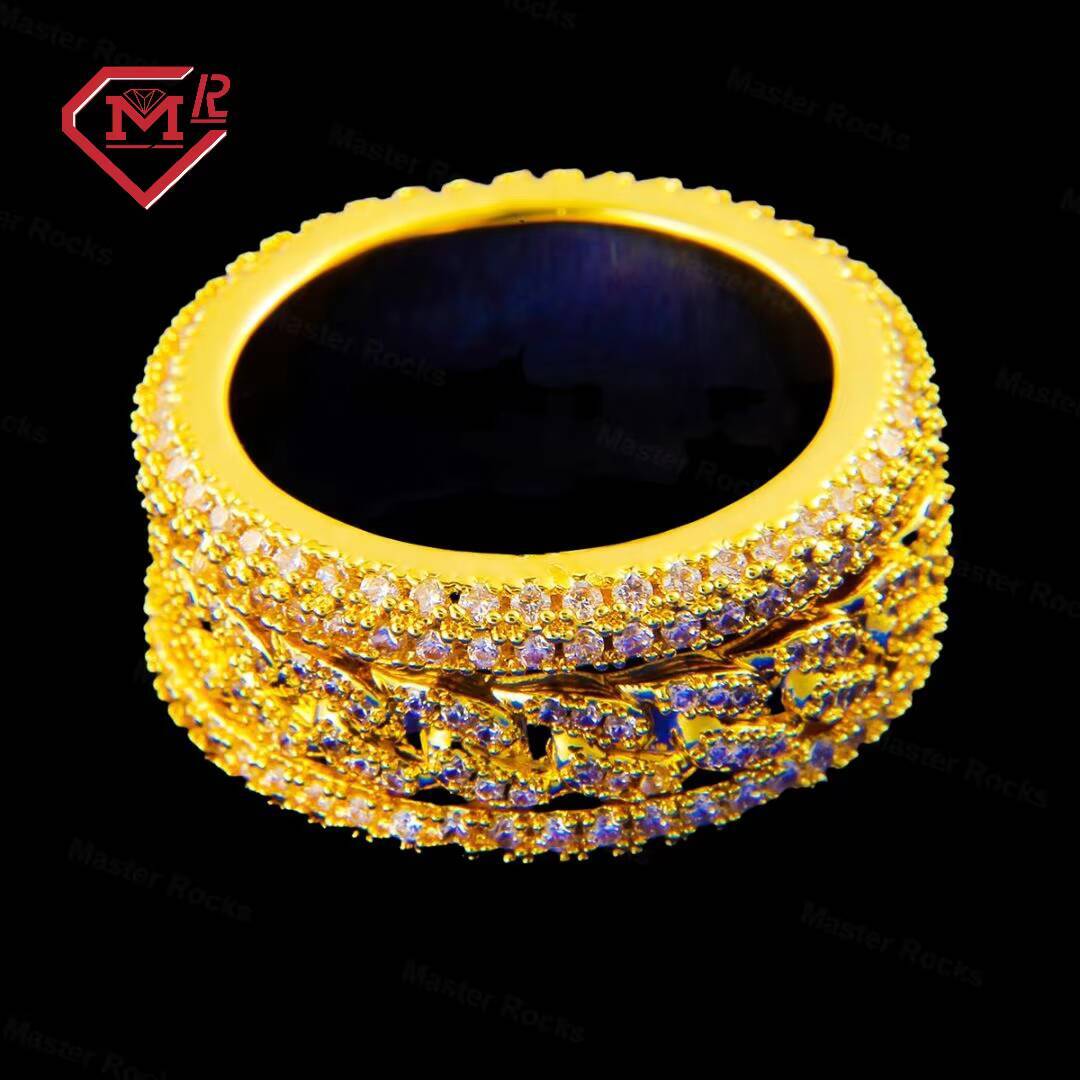 Prong Setting Moissanite Sterling Silver Rings Spinning Feature Linked Style Gra Certified Vvs Diamond Men Moissanite Ring