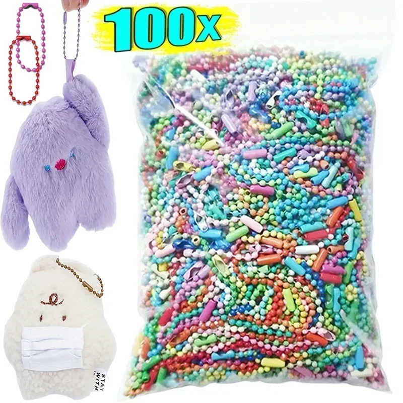 102050100pcs Ball Bead Chains Fits Key ChainDollsLabel Hand Tag Connector For DIY Bracelet Jewelry Making Accessorise 250811
