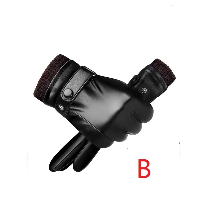 Winter Fashion Black PU Leather Gloves Male Thin Style Driving Men NonSlip Full Fingers Palm Touchscreen 250811
