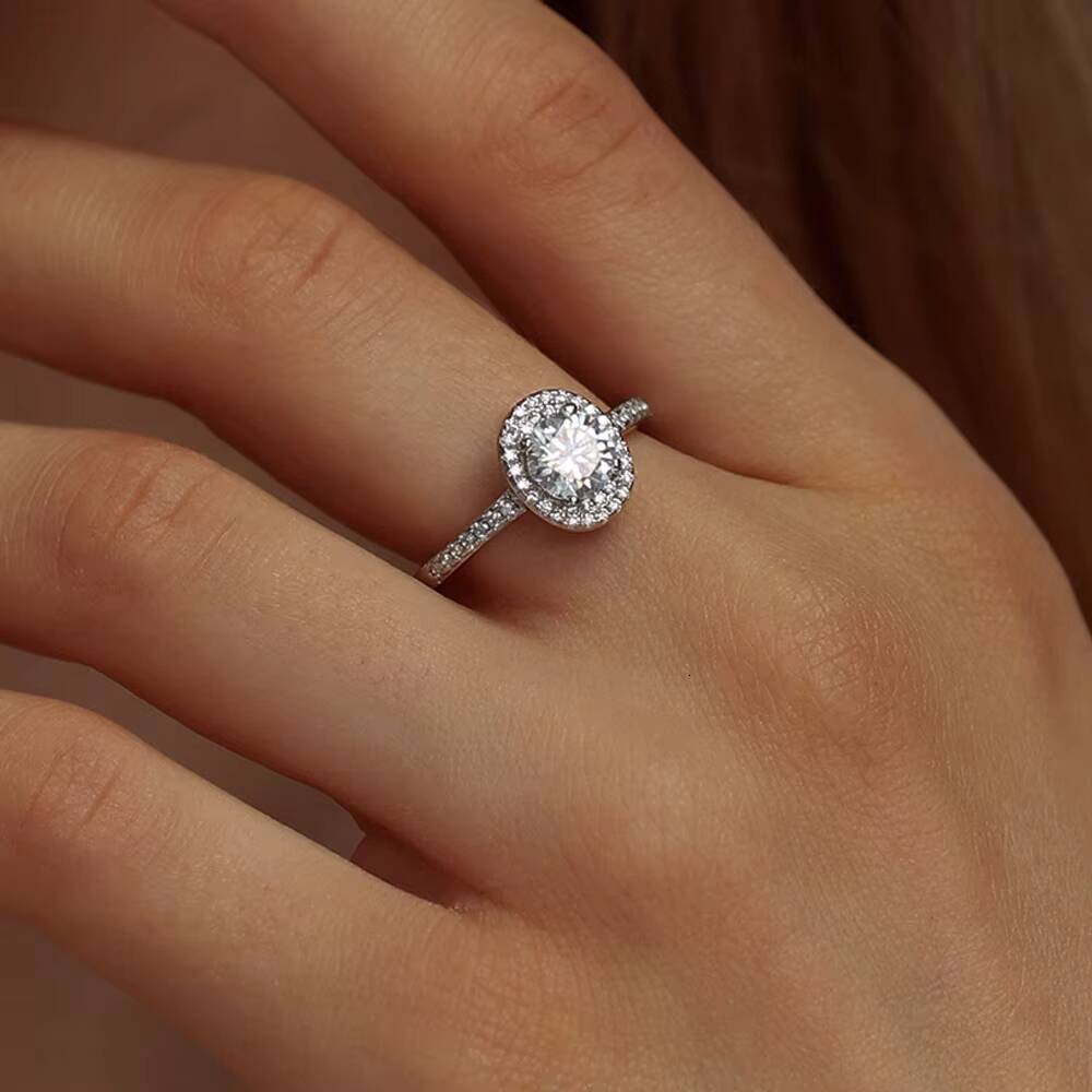 Wholesale With GRA Certificate 925 Sterling Silver Moissanite Wedding Engagement Luxury Full Diamond Hexagram Ring