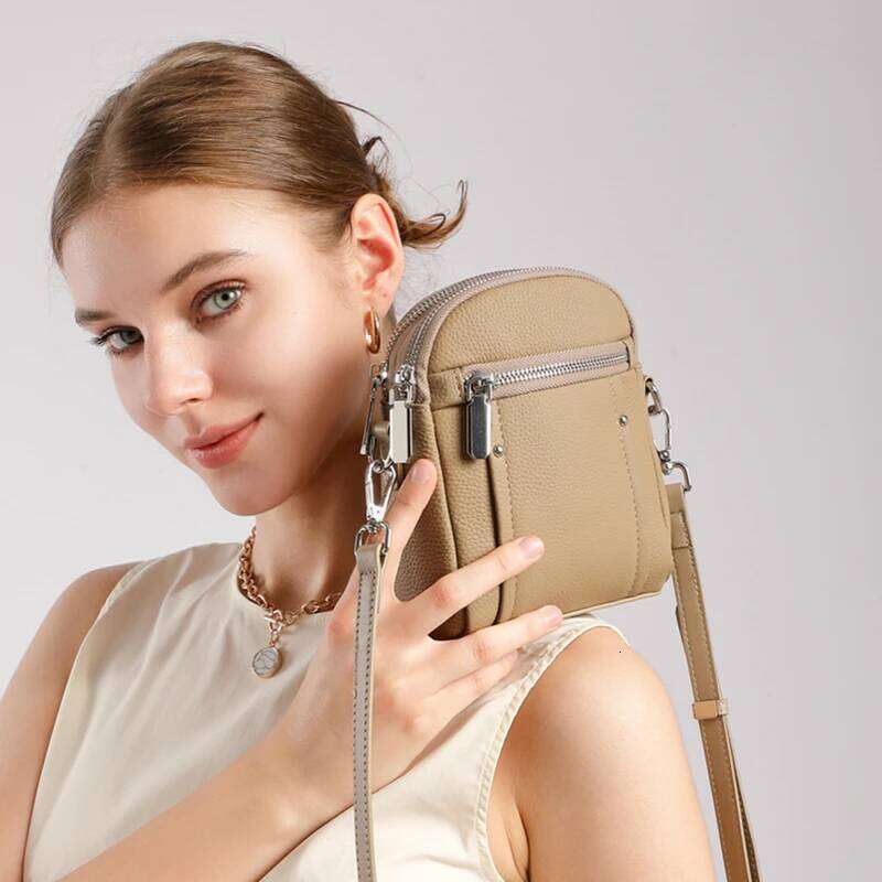 Hifashion 100% Genuine Leather Mini Crossbody Bags For Women 2025 Trend Designer Functional Shoulder Purses Girls Phone Handbags