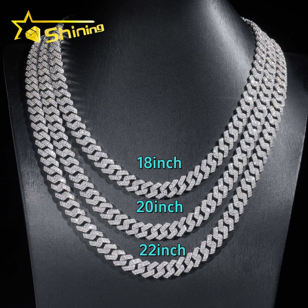 Local Stock Fast Shipping 10mm 925 Silver Iced Out Hip Hop GRA Certificate Moissanite Cuban Link Chain