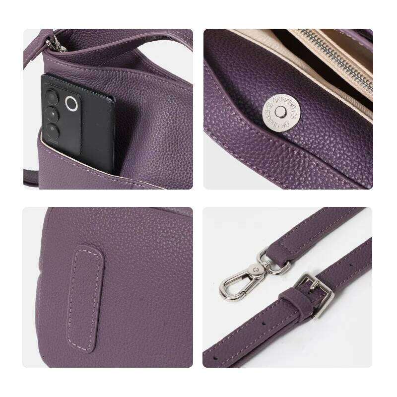 Designer Bags First-Layer Cowhide Shoulder Cross-Body High-End Office Worker Lightweight Handbag Water Bucket 2025 New Small Women's Bag Luxury B