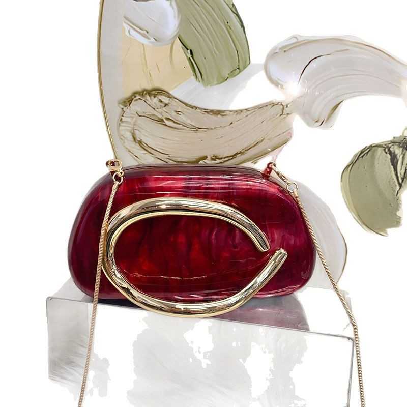 Marble Acrylic Clutch Evening Bag Metal Box Small Square Bag Versatile Party Phone Handheld Crossbody Small Bag