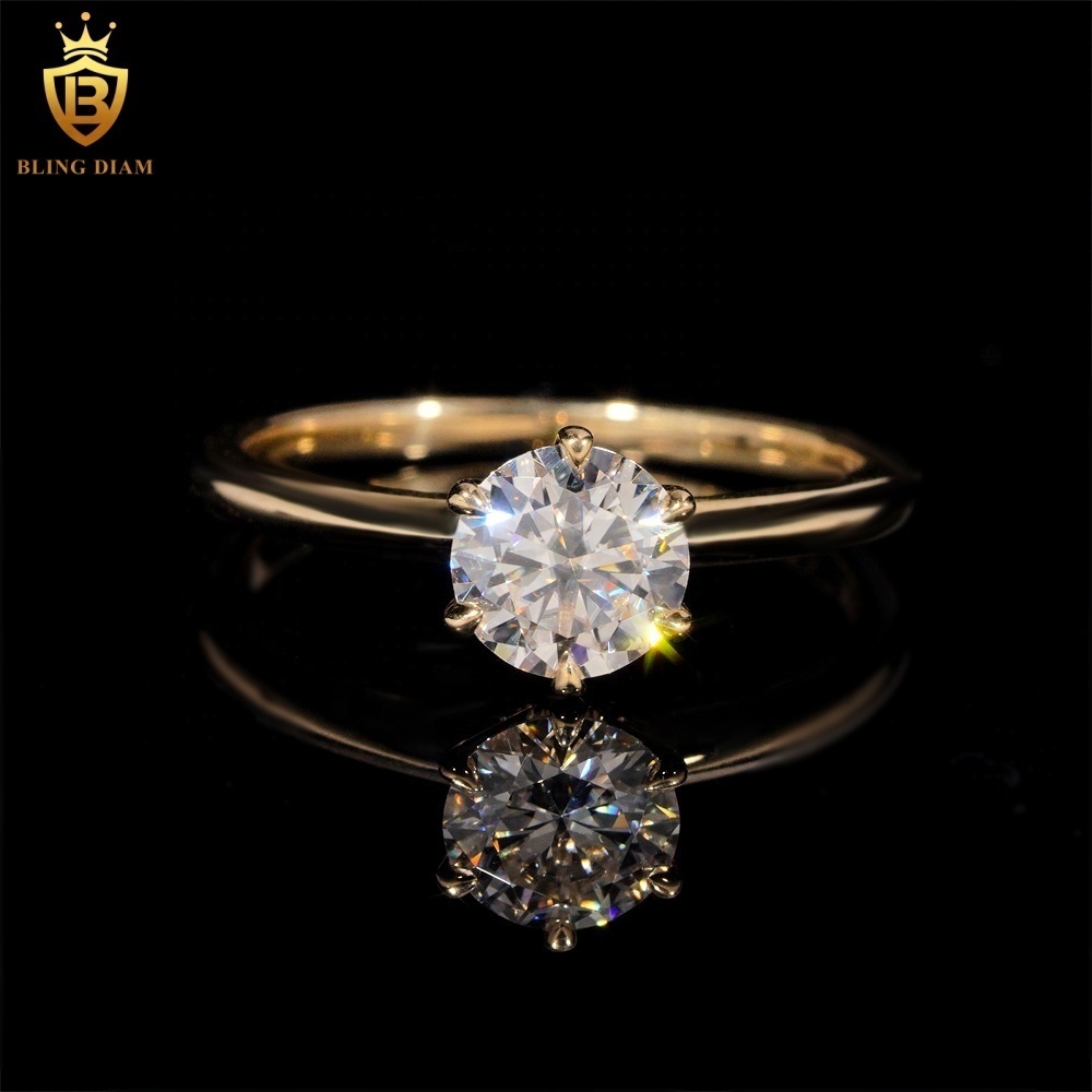 10K Yellow Gold D Color VVS Moissanite Diamond Engagement Wedding Ring Custom Fashion Custom Luxury Ring