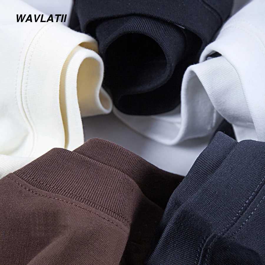 WAVLATII New Men Oversized T shirts Female 260 GSM Casual White Streetwear Tees Black Solid Basic Summer Tops for Young WMT2401 Y250819