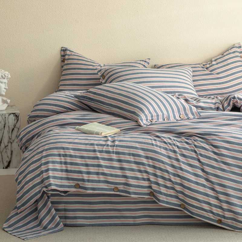 Stripe Style Bedsheet Set Skin-friendly Bedding Girls Boys Room Bedclothes Single/Double/Queen Size Bed Linen Sets Y250819