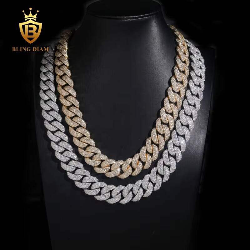 Fashion Luxury Sterling Silver 925 Hip Hop Fine Jewelry Rapper Iced Out VVS Moissanite Diamond Miami Cuban Link Chain Necklace