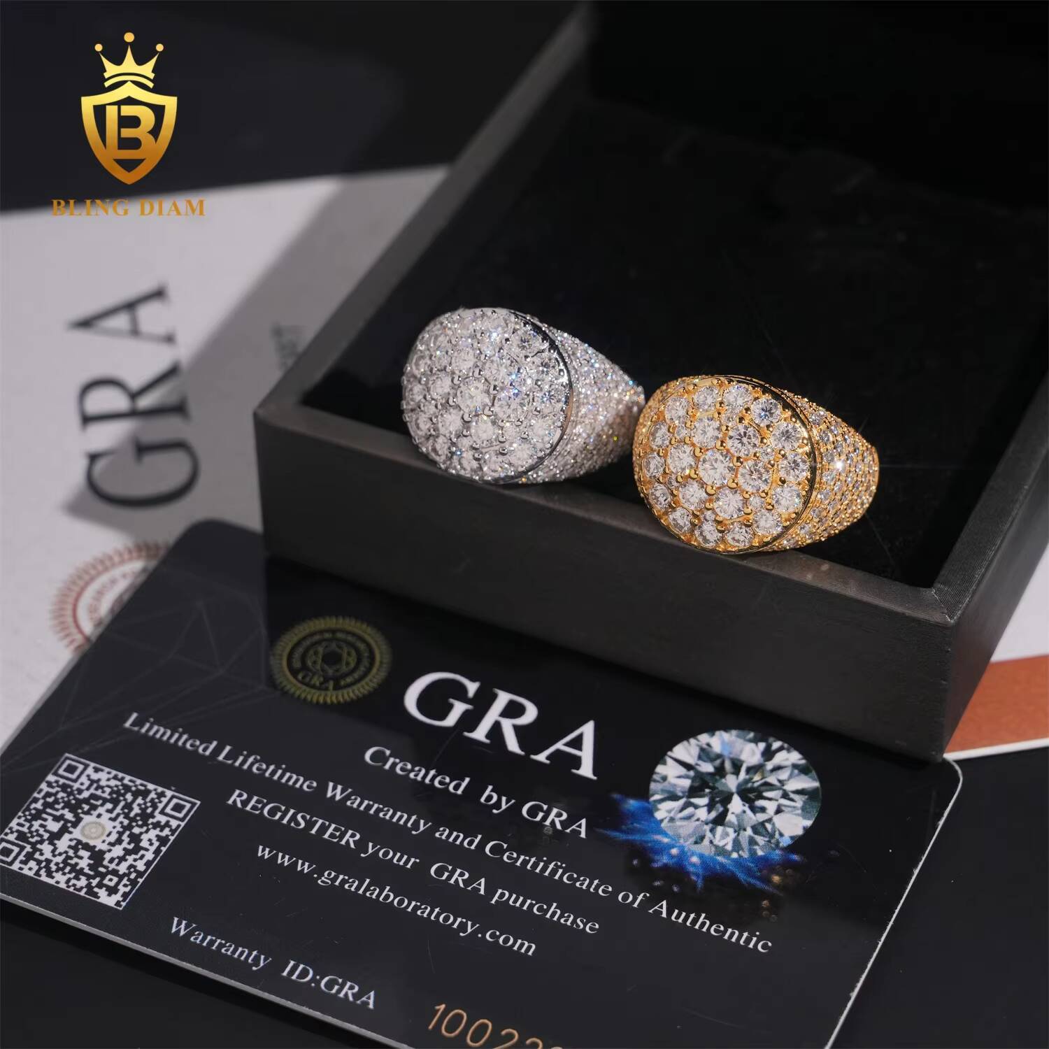 Hip Hop Jewelry Ring S925 Sterling Silver Ice Out Vvs Moissanite Pass Diamond Tester Resin Flower Finger Rings for Men