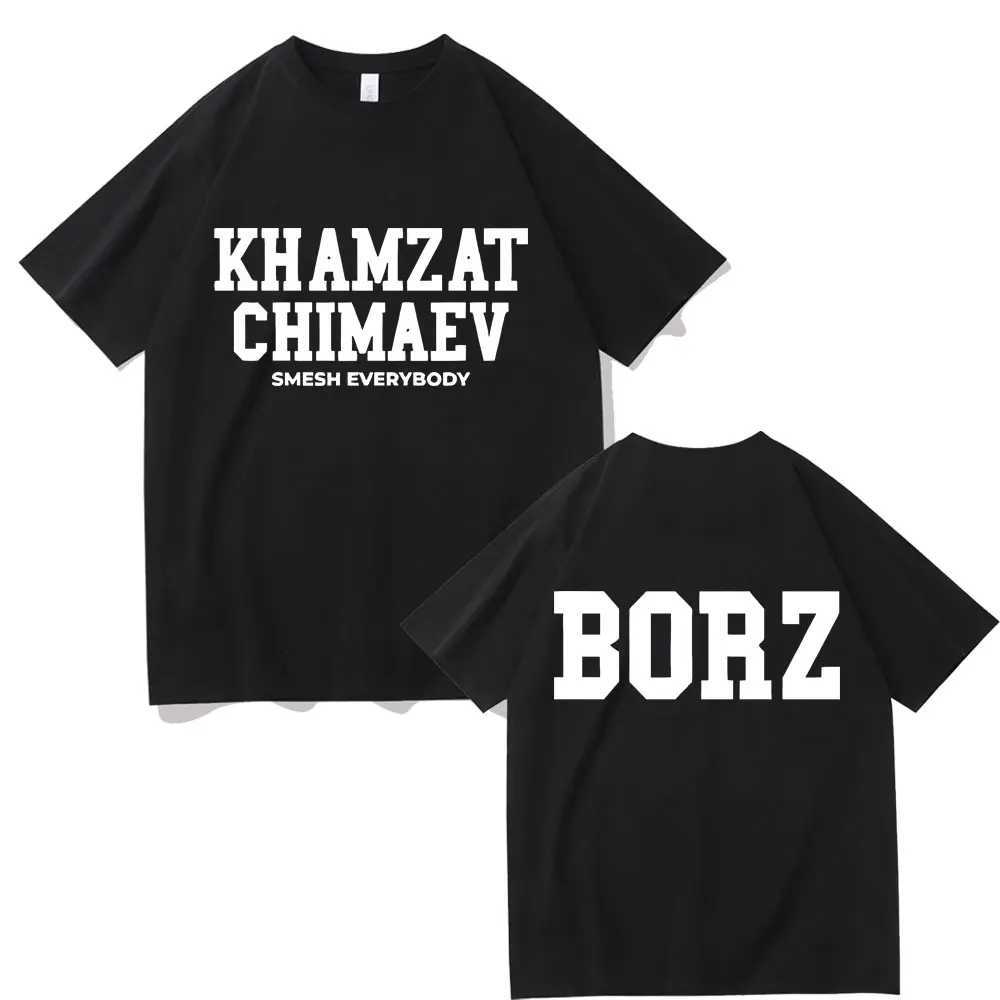 Khamzat Chimaev Double Sided Print T-shirts Men Women Fashion Casual Oversized T Shirts Mens Hip Hop Vintage Streetwear Y250819