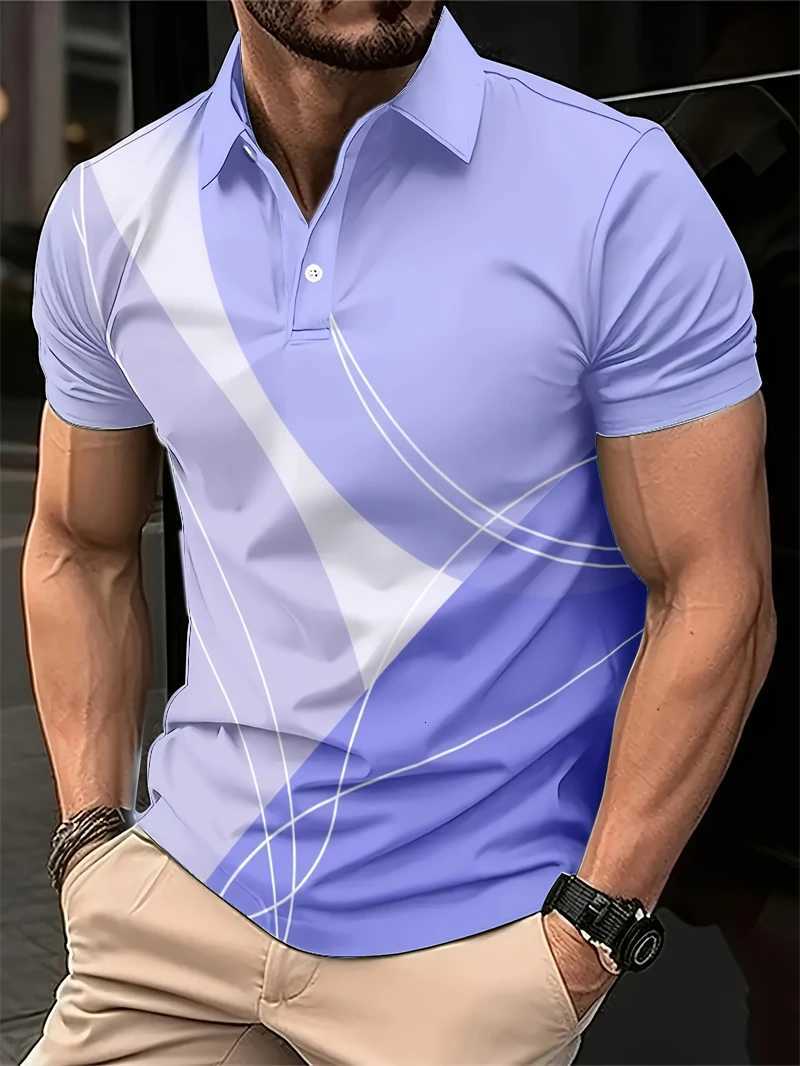 Simple Geometric Line Shirts Fashion Summer Short SLeeve 3D Printed Shirt Casual Oversized Business Mens Clothing Y250819