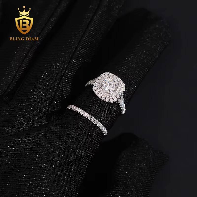 New Fashion Jewelry GRA Certificate S925 Sterling Silver Ring VVS Moissanite Diamond Engagement Ring