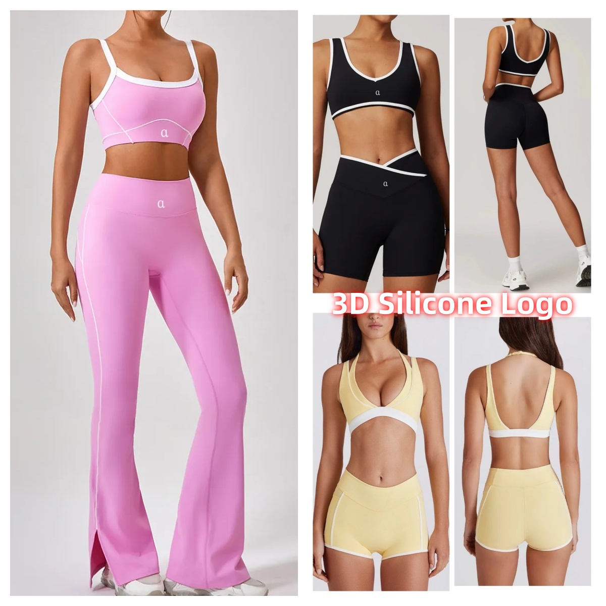 5AQuality Women Yoga Suits And bra Sets Sports Heart Throb Legging+Shorts White-Striped Workout Quick-Drying women clothes bra Sets Bra and skirt sets Lycra fabric