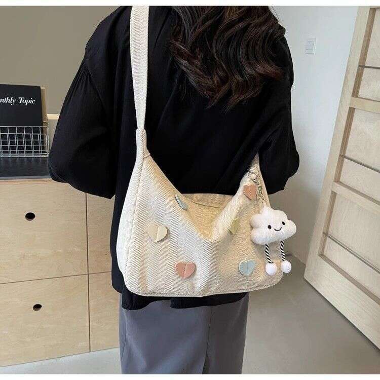 Canvas for Women 2025 New Trendy Autumn Winter Simple Versatile Large Capacity Shoulder Casual Commuting Crossbody Dumpling Bag