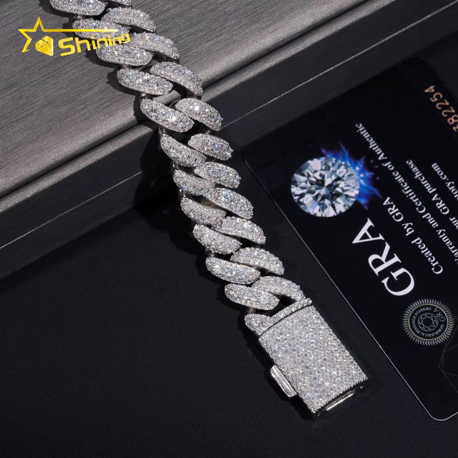 Fine Jewelry Hip Hop 16mm Mens 925 Sterling Silver Diamond Iced Out VVS Moissanite Cuban Link Bracelet