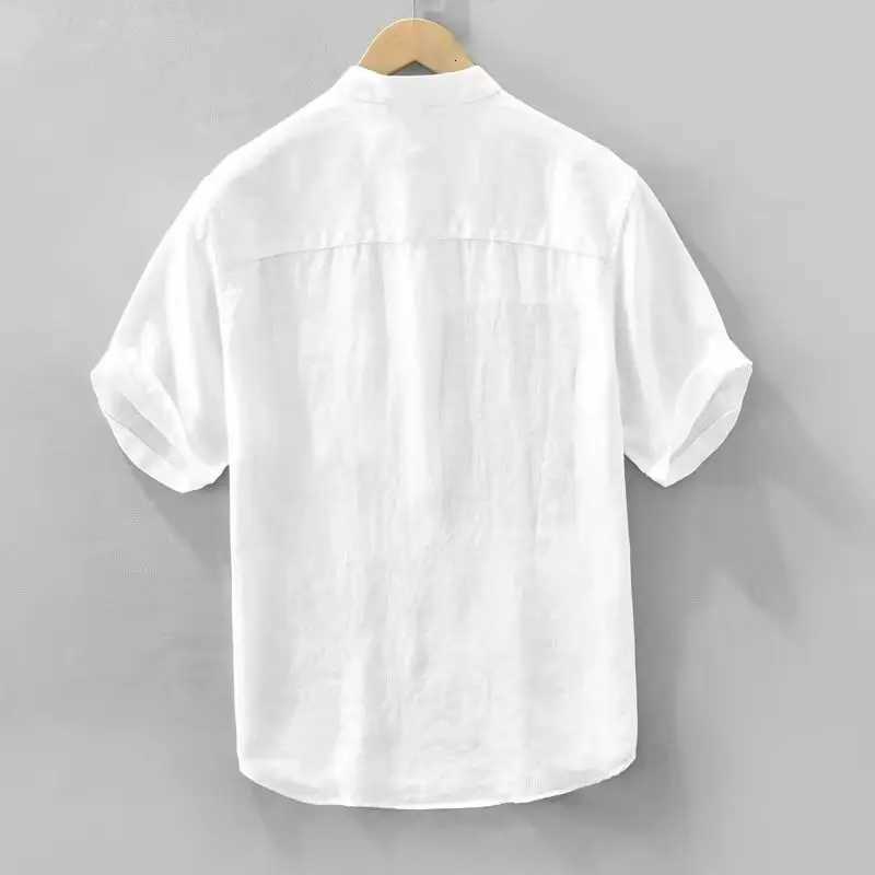 Fashionable Simple Short-sleeved Shirt Summer New Stand Collar Trendy Striped Spliced casual and Versatile Handsome Top Y250819