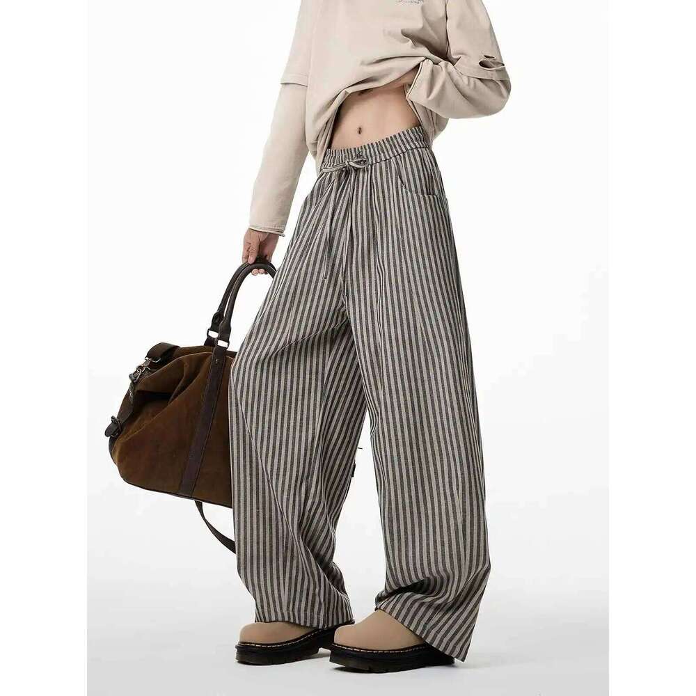Women's Black Gothic Striped Long Pants Baggy Sweatpants Haruku Y2k Emo Vintage Oversize Trousers Japanese 2000s Style Clothes