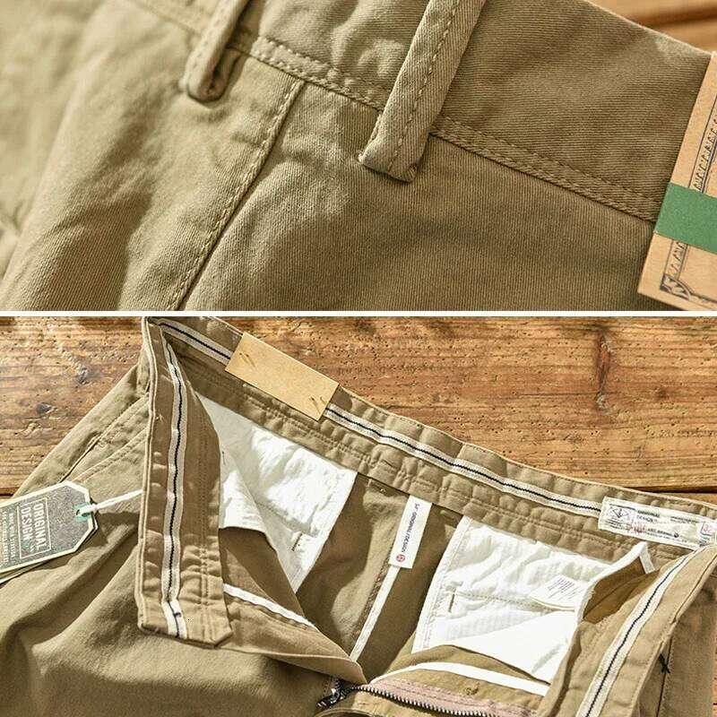HIQOR 2024 Spring Autumn Pure Cotton Men Cargo Pants Korean Style Male Casual Loose Belt Mid Waist Man Trouser Plus Size 38