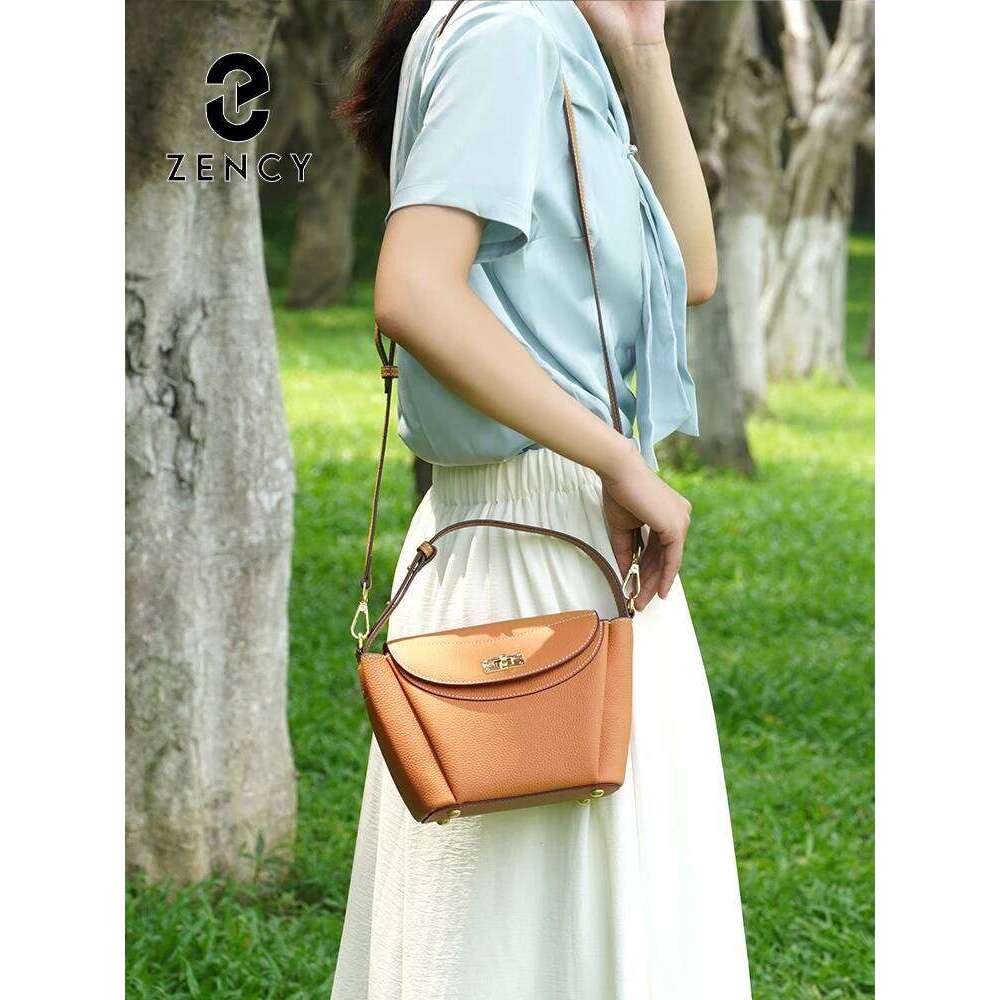 Zency Genuine Leather Tote For Women Elegant High End Shoulder Crossbody Handbag Top Handle Bags Noble Purple Bag