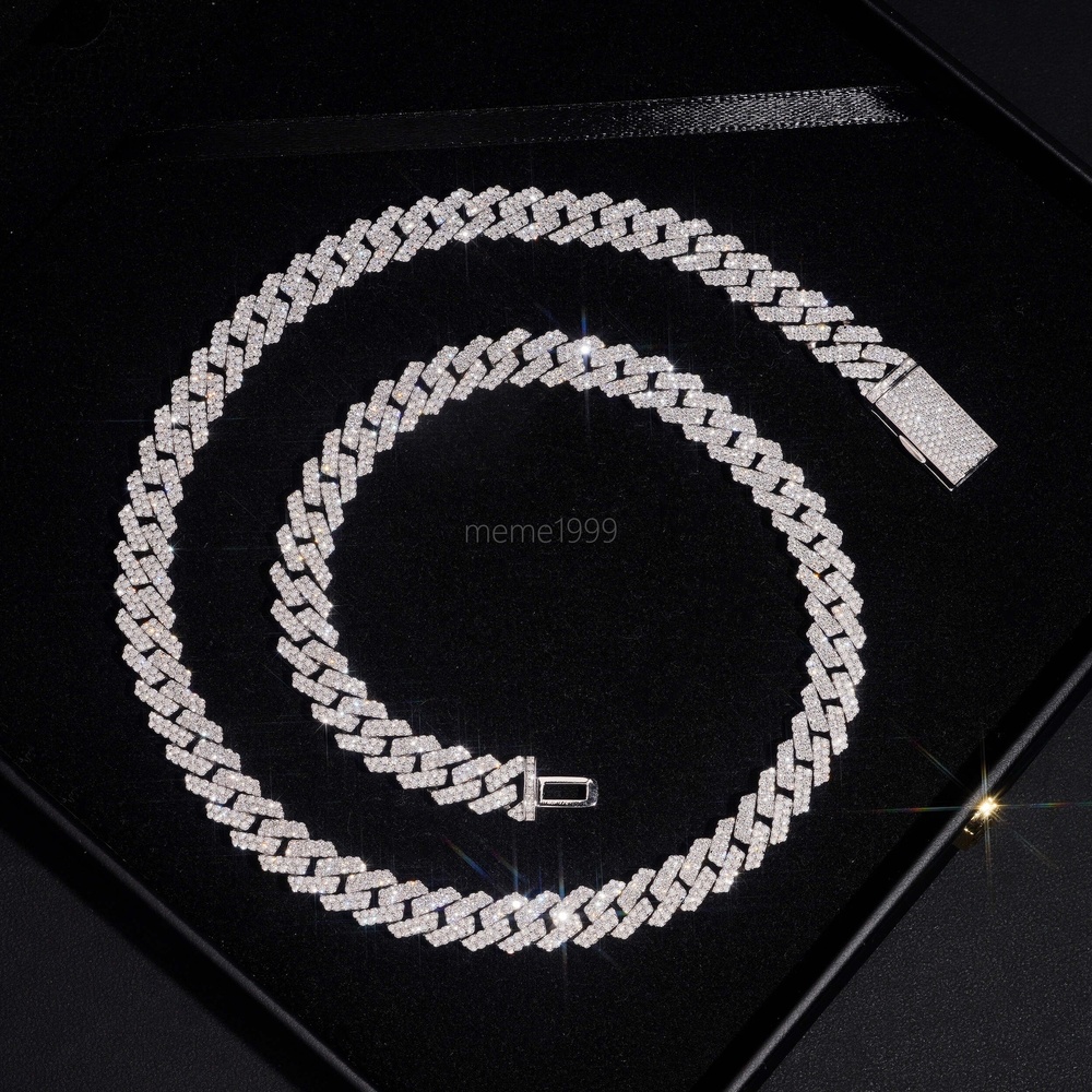 New Arrival VVS Lab Grown Diamonds 10MM Iced Out Cuban Link Chain Necklace 925 Silver