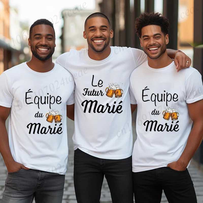 French Evg Team Married Tops Single Farewell Bachelor Party T Shirt Future Groom Man Tshirt Fashion Beer Graphic Wedding Tees Y250819